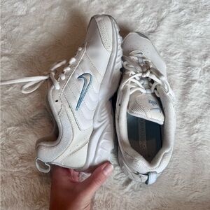 Nike White and Blue Athletic Sneakers